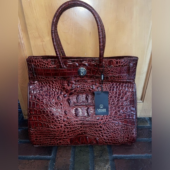 veari Handbags - Veari brown crocodile satchel purse